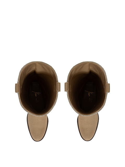 Beige Denim Cowboy Boots, 4