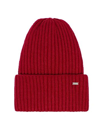 Red Ribbed Beanie Hat, 1