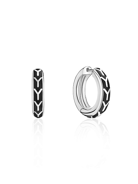 Small hoops in white gold with black enamel, 1