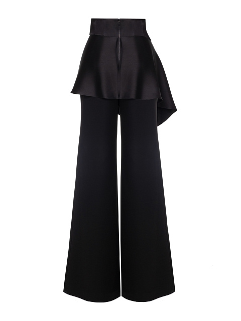 Black Silk Trousers With Asymmetrical Flounce, 6 Black Silk Trousers With Asymmetrical Flounce, 6