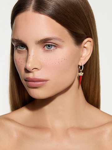 Yellow Gold, Coral & Diamonds Earrings, 2