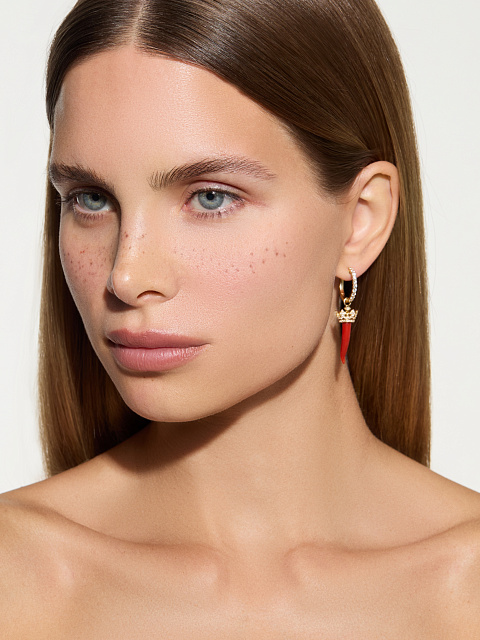 Yellow Gold, Coral & Diamonds Earrings, 2