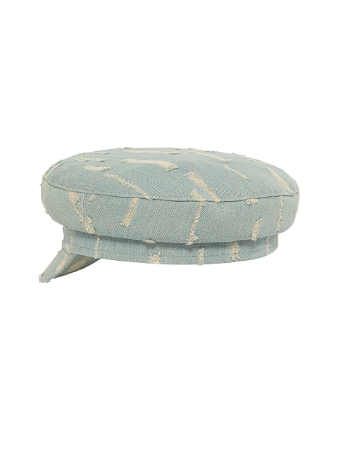 Light Blue Distressed Denim Gavroche Cap, 3