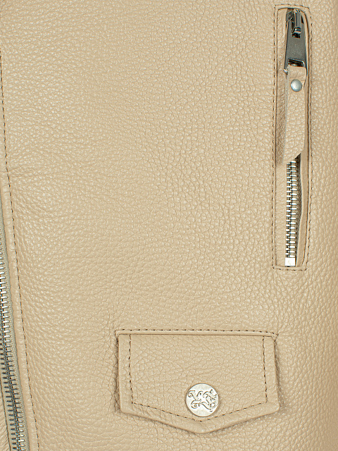 Beige Leather Biker Jacket, 3