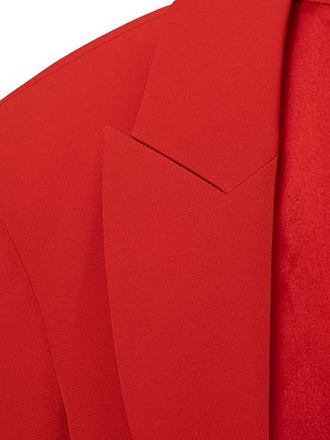 Red Cropped Rayon Blazer, 3