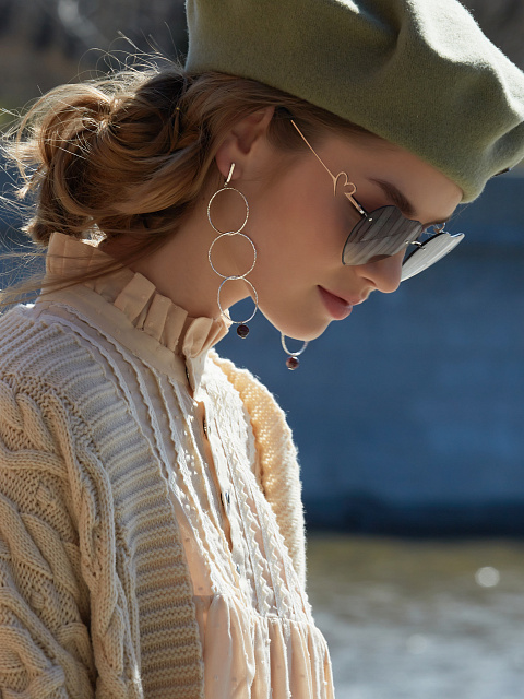 Silver & Garnet Beads Earrings, 2
