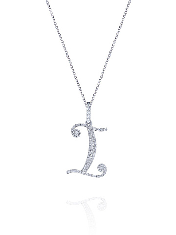 White Gold & Diamonds Letter "I" Necklace, 1