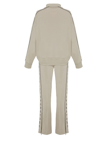 Beige & Black "Yana" Embroidered Jersey Suit, 2