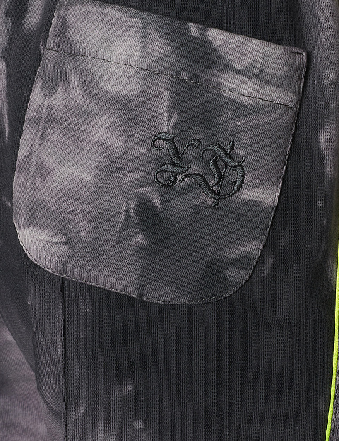 Grey Tie-dye & Neon Green YD Embroidered Jersey Suit, 7