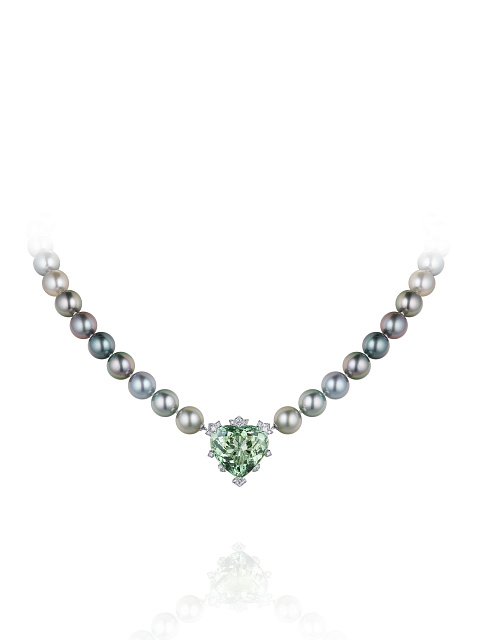 White Gold, Pearls & Tourmalines Necklace, 1