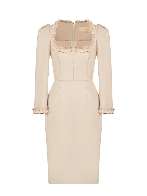 Beige Ruffled Midi Dress, 1 Beige Ruffled Midi Dress, 1