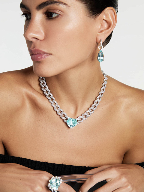 White Gold Tourmaline Paraiba Diamond Necklace, 3