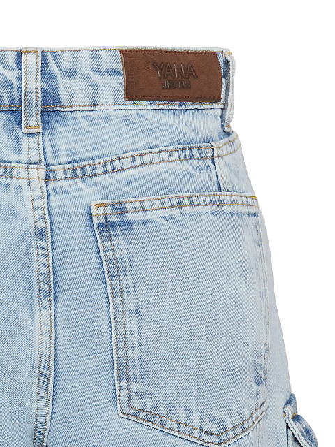 Light Blue Wide Leg Cargo Jeans, 5