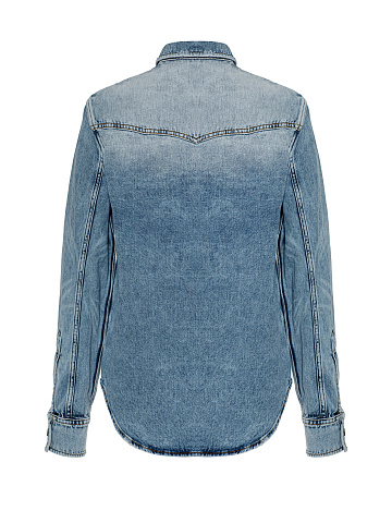 Blue Denim Shirt With Embroidered Pocket, 2