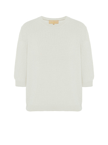 White Angora Short Sleeve Jumper, 1