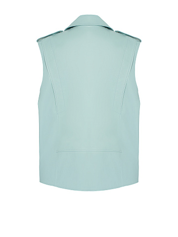 Blue Oversized Leather Vest, 2