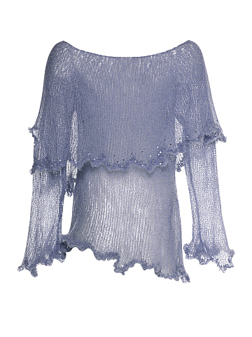 Blue Off Shoulder Mohair Sweater, 2