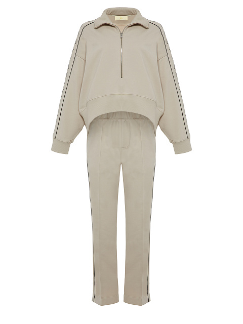 Beige & Black "Yana" Embroidered Jersey Suit, 1 Beige & Black "Yana" Embroidered Jersey Suit, 1