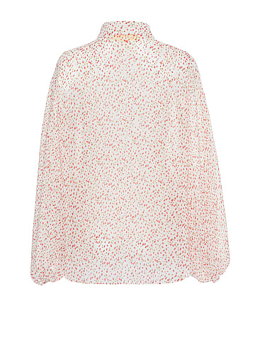 White Floral Print Chiffon Blouse, 2