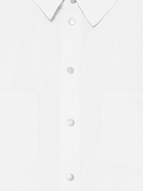 White Cotton Cropped Shirt, 4 White Cotton Cropped Shirt, 4