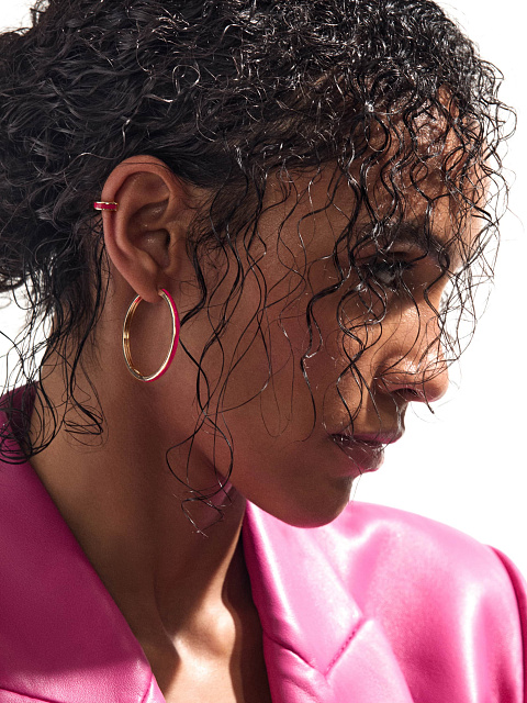 Rose gold hoops with Tutti Frutti colored enamel, 2