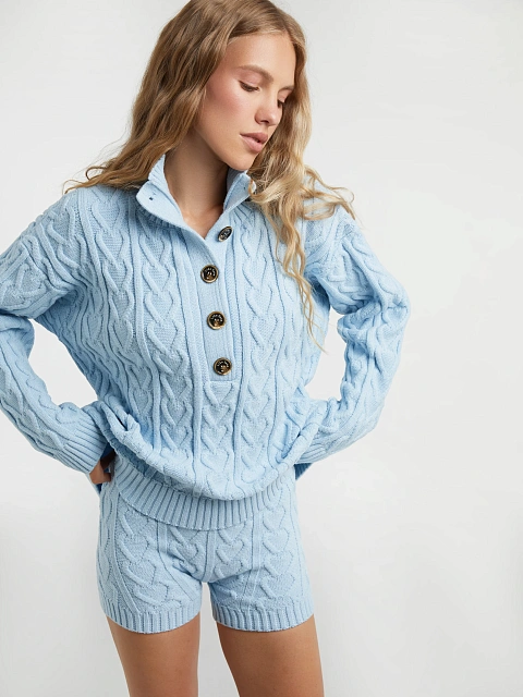 Light Blue Knitted Pullover & Shorts Set, 8 Light Blue Knitted Pullover & Shorts Set, 8