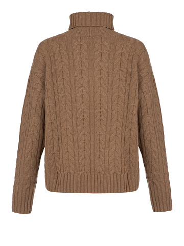 Brown Cashmere Cable Knit Sweater, 2