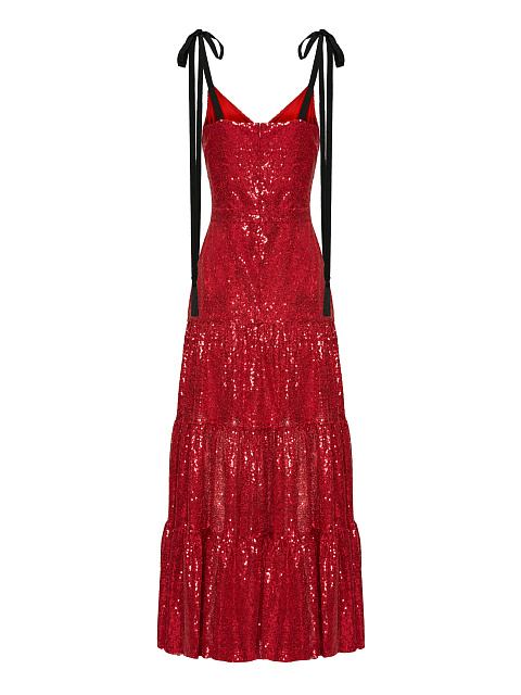 Red Sequined Midi Dress, 2