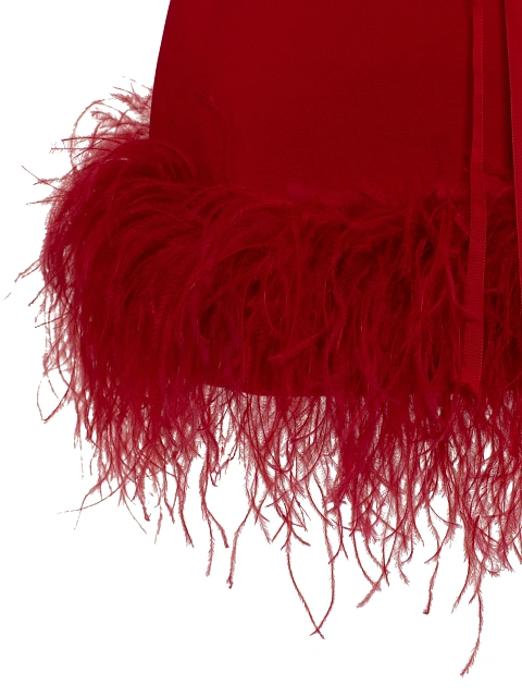 Red Feather Trim Jersey Mini Dress, 4 Red Feather Trim Jersey Mini Dress, 4