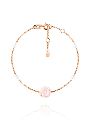 Mother of Pearl, Bead Rock Crystal & White Gold Bracelet, 1