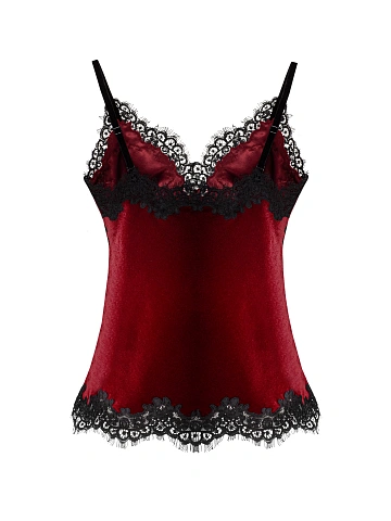 Bordeaux Lace Trim Velvet Top, 2