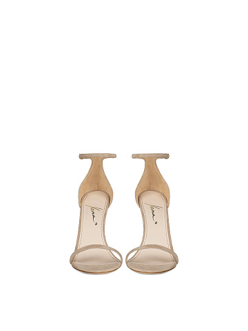 Beige Suede Heeled Sandals, 2