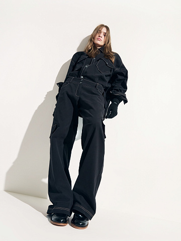 Black Cotton Printed Shirt & Pants, 2