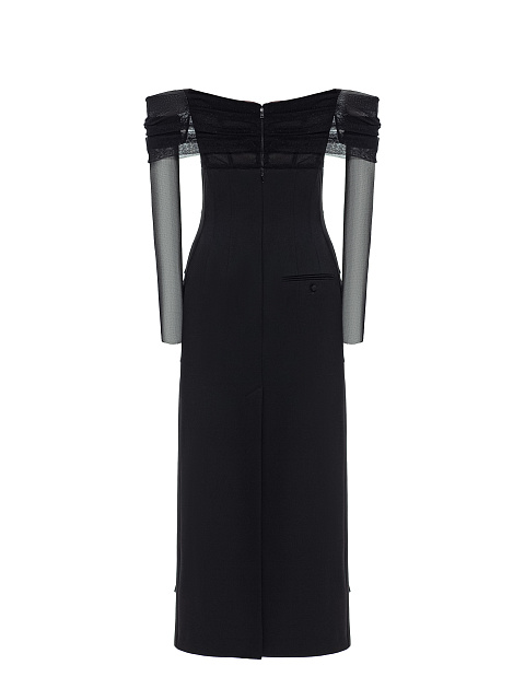 Black midi dress with fringe, 2