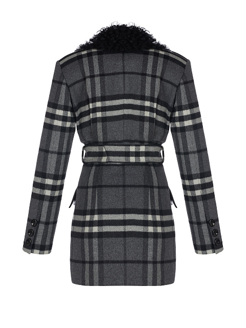 Grey Checkered Wool Coat, 2 Grey Checkered Wool Coat, 2