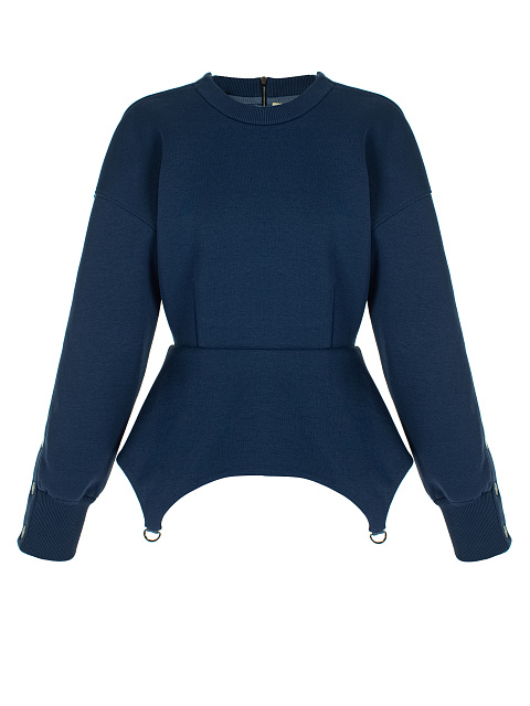 Dark Blue Cotton Peplum Sweatshirt, 1 Dark Blue Cotton Peplum Sweatshirt, 1