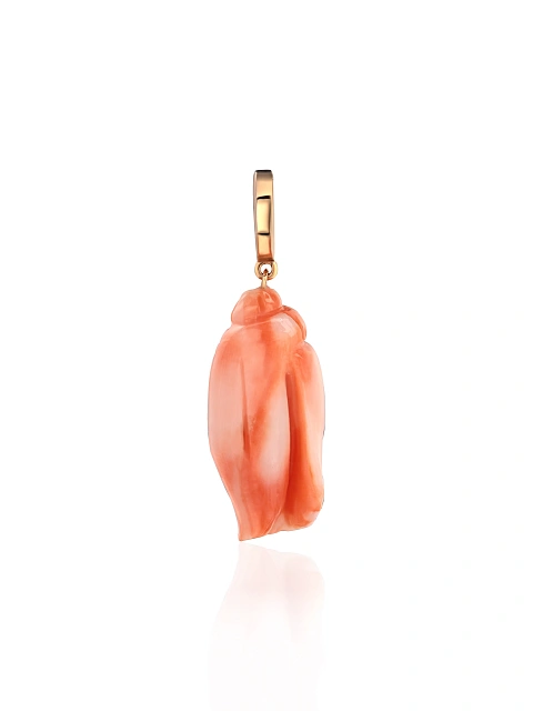 Rose Gold, Coral & Diamonds Hoop Pendant, 4