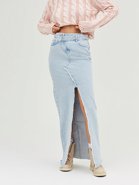 Light Blue Denim Maxi Skirt, 7