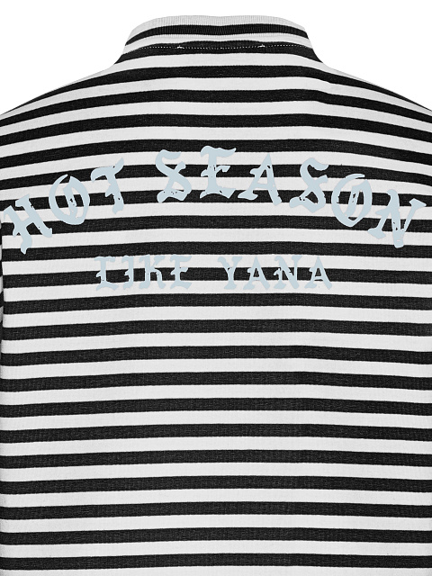 Black and white cotton striped top with light blue print, 3 Black and white cotton striped top with light blue print, 3