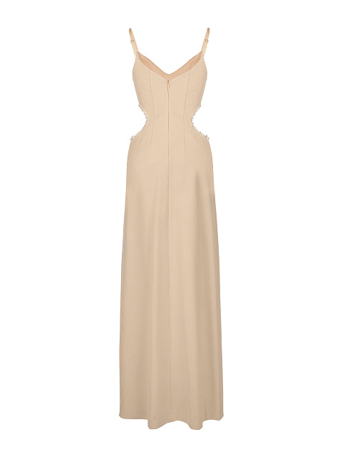 Crystals Embellished Beige Cut Out Maxi Dress, 2 Crystals Embellished Beige Cut Out Maxi Dress, 2