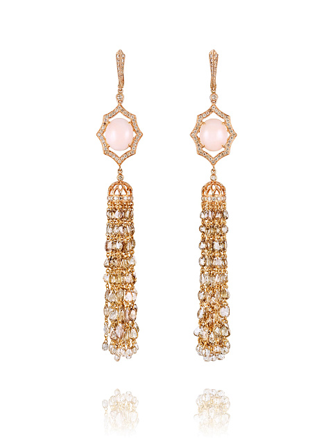Tassel earrings with corals and diamonds, 1
