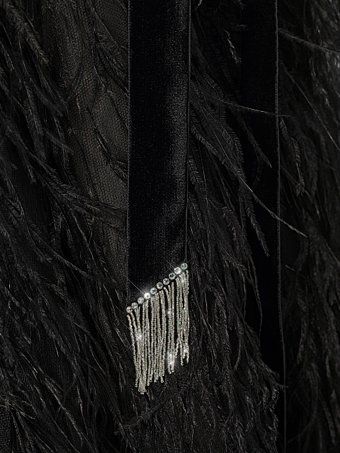 Black Feather & Rhinestone Maxi Dress, 5 Black Feather & Rhinestone Maxi Dress, 5