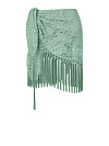 Зеленая юбка-мини из кружева с бахромой