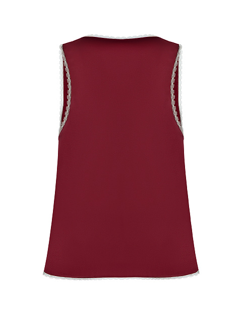 Bordeaux Lace Trimmed Silk Top, 2