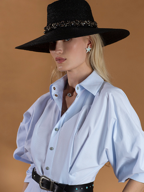 Tourmaline Paraiba, Round Diamond & White Gold "Star" Earrings, 4