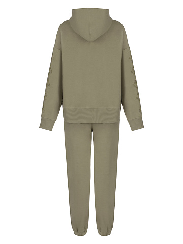 Olive Green Fleur de Lis Embroidered Jersey Suit, 2