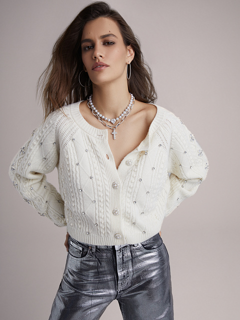 White Gold Diamond Hoop Earrings, 5