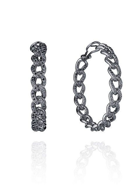 Black Gold & Black Diamond Hoop Earrings , 1