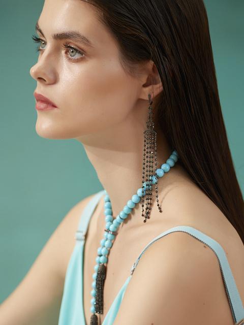 Black Gold & Briolette-cut Black Diamonds Chandelier Earrings, 3