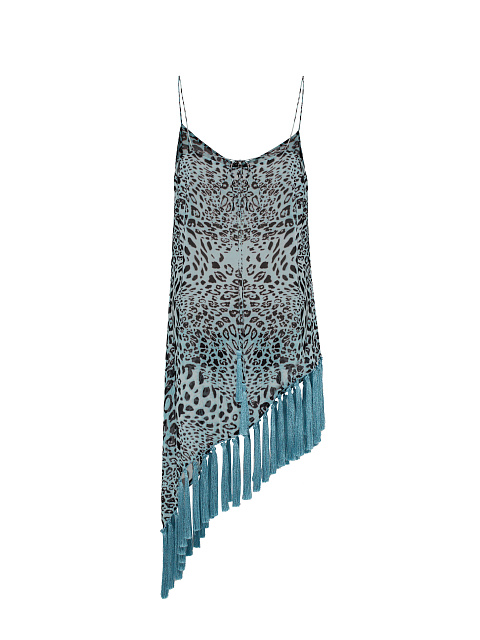 Asymmetric Light Blue Fringed Chiffon Mini Dress, 2 Asymmetric Light Blue Fringed Chiffon Mini Dress, 2